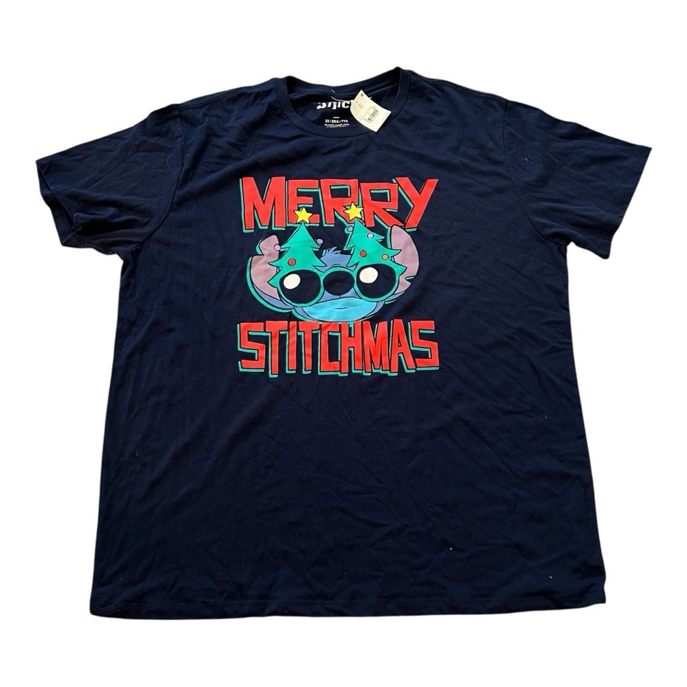 NWT Disney Navy Blue "Merry Stitchmas" Graphic Tee, Size XXL
